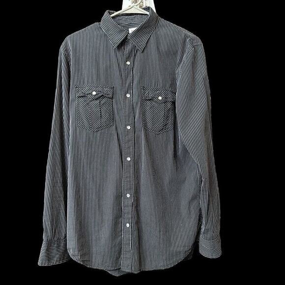 Old Navy Men's Shirt BLUE Striped Pearl Snap Western Size Small #H1278 - Picture 2 of 6